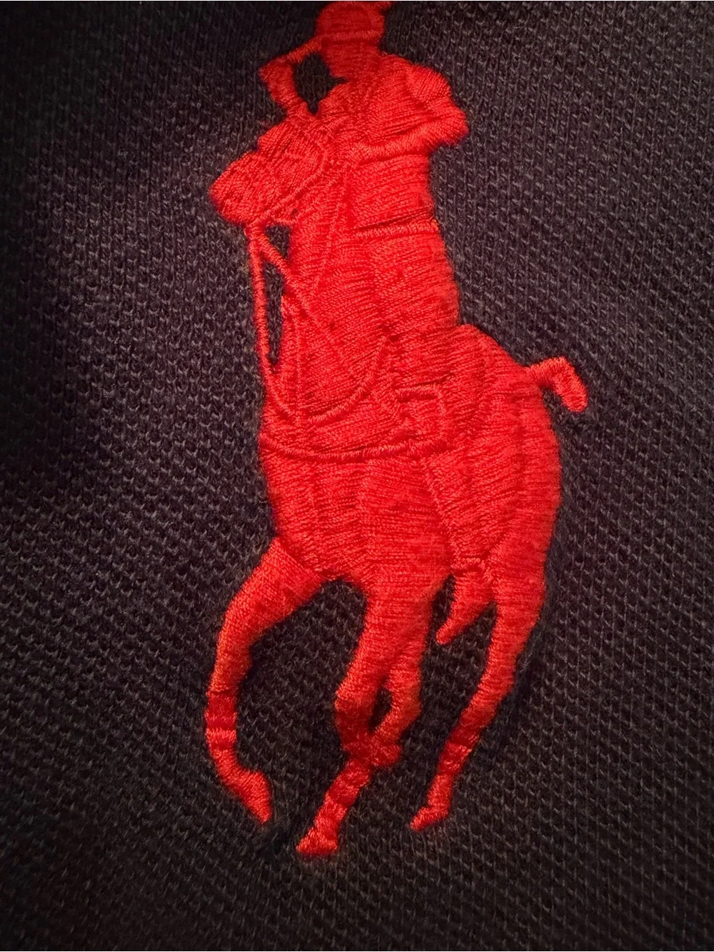 Ralph Lauren Navy Long-Sleeve Polo with Red Pony & Sleeve Patch 10-12